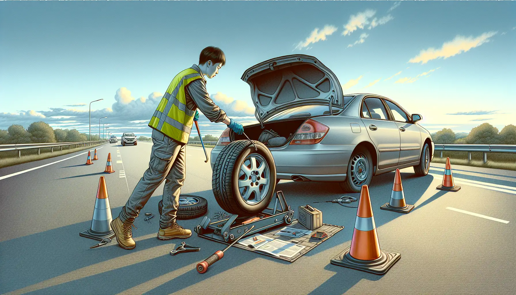 How to Safely Change a Tire on the Roadside